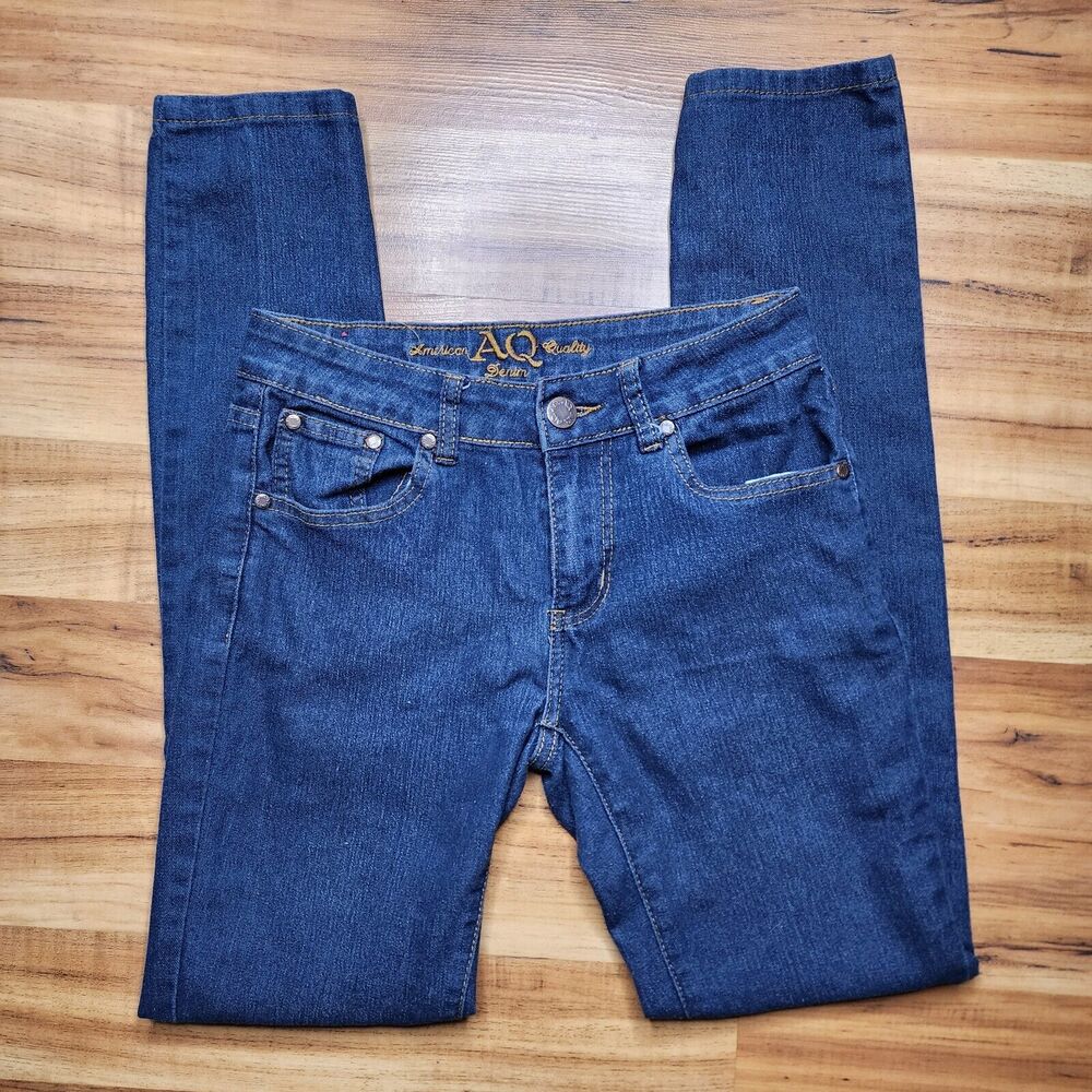 American Quality Denim Women/juniors Skinny Dark Jeans Jeggings Size 5
